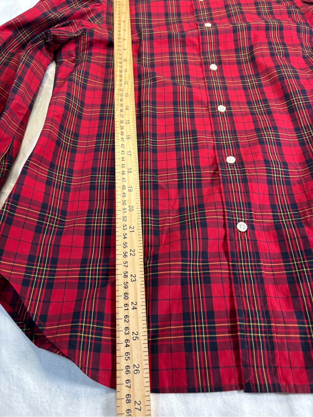 Polo Ralph Lauren Women’s 8 Tartan Plaid Puff Sleeve Button Shirt Red Cotton - Picture 6 of 8